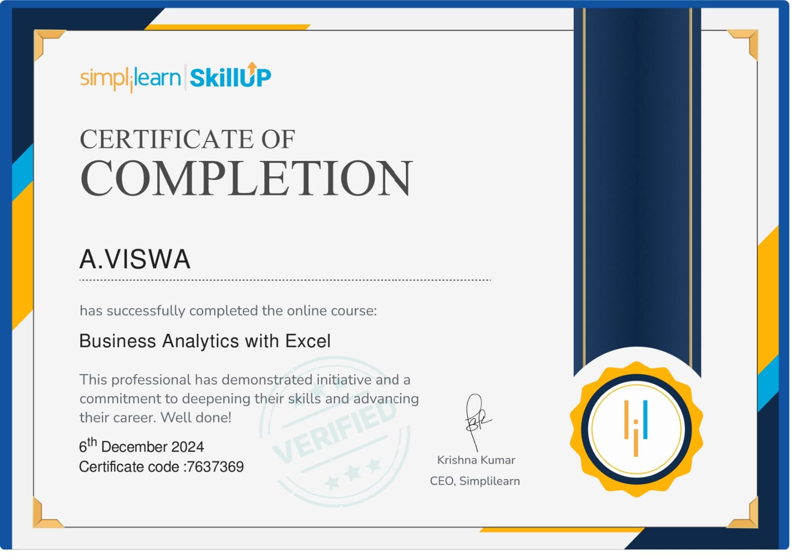 Business Analytics with Excel